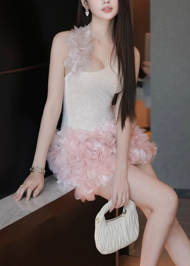 Tulle Backless Sleeveless Two Floral Sexy Patchwork Pieces Set