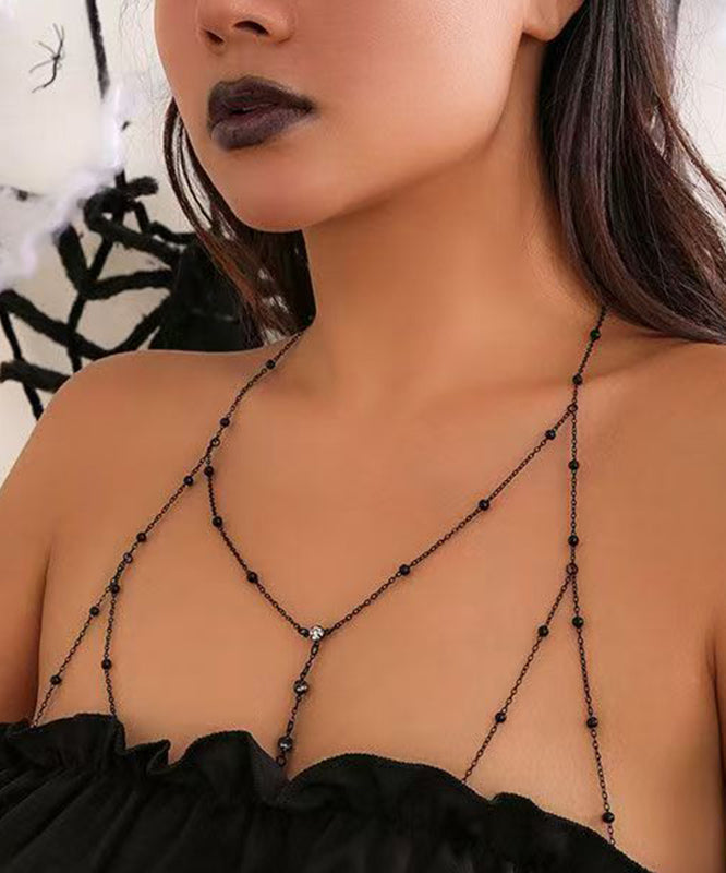And Chain Black Sexy Necklace Alloy Zircon Tassel Love Body