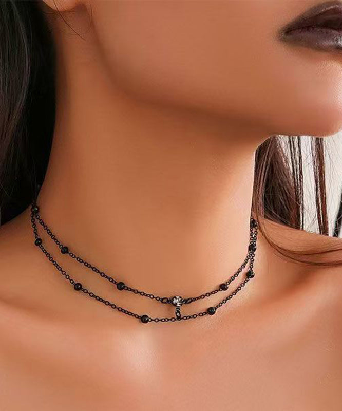 And Chain Black Sexy Necklace Alloy Zircon Tassel Love Body