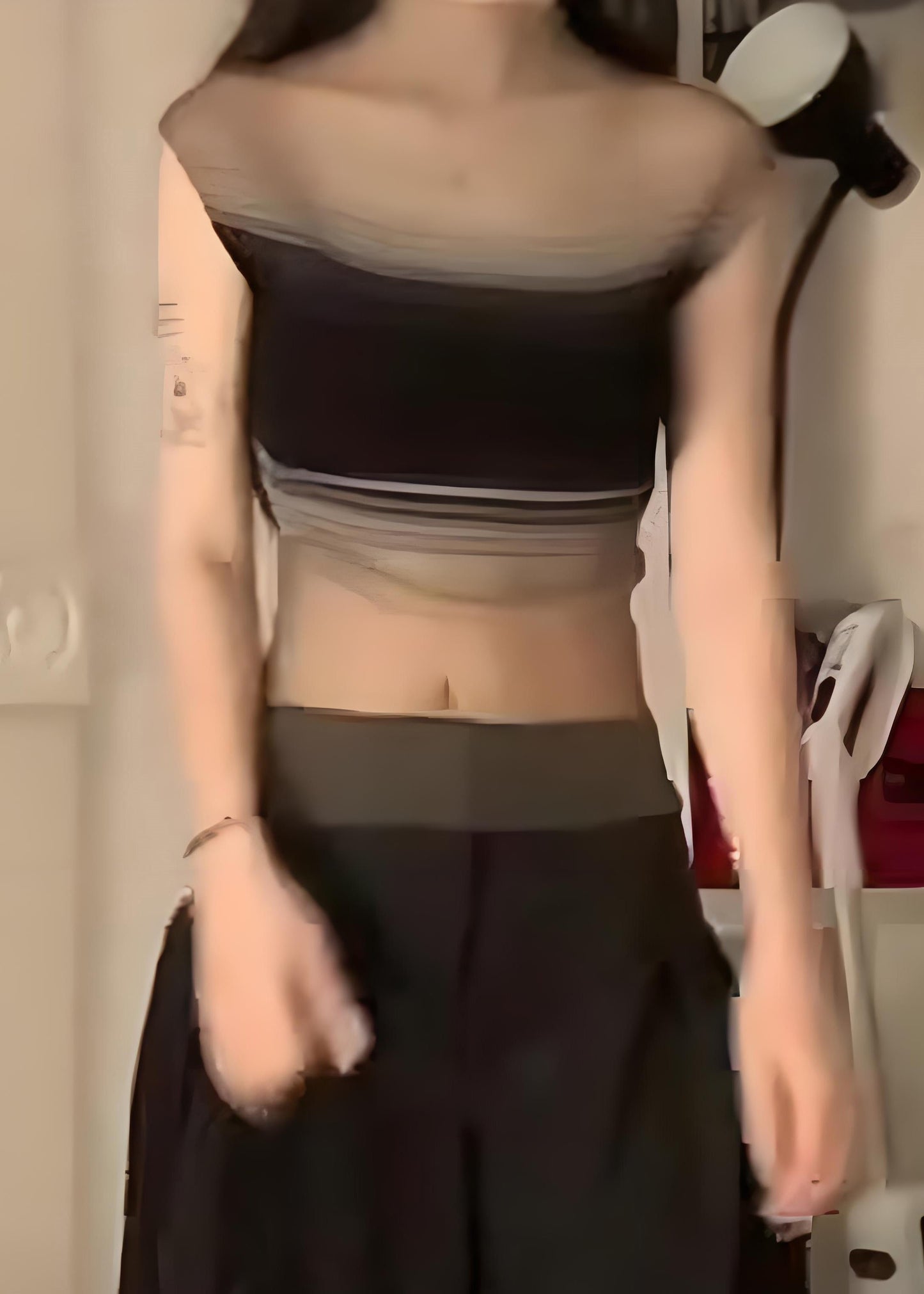 Sexy Tulle Sleeveless Black Striped Knit Top