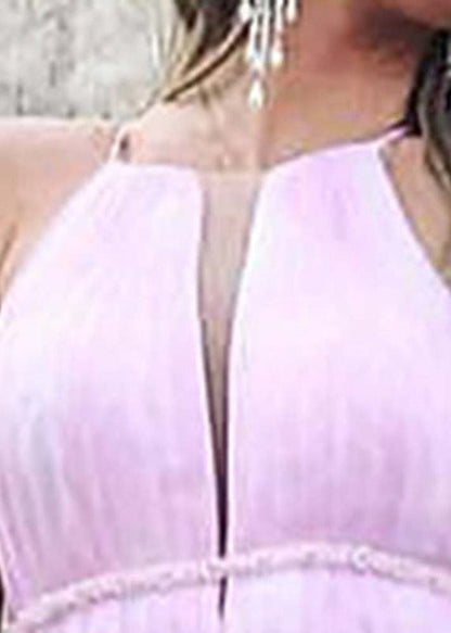 Sexy Gradient Color V Neck High Waist Tulle Maxi Dresses Sleeveless WW1036