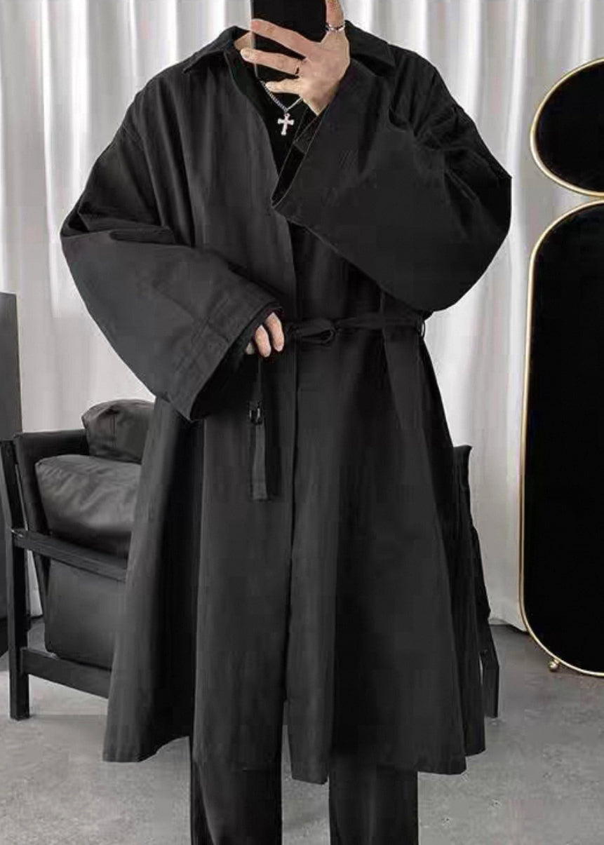 Simple Black Peter Pan Collar Solid Cotton Mens Coats Spring YQ010