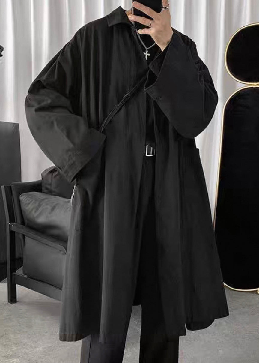 Simple Black Peter Pan Collar Solid Cotton Mens Coats Spring YQ010