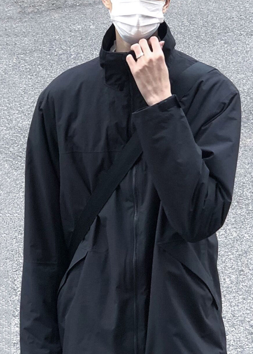 Up Coat Solid Men Zip Spring Simple Cotton Collar Stand Black