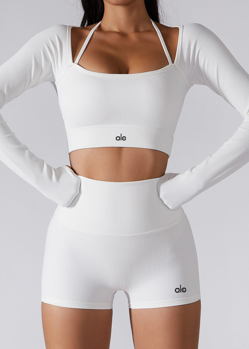 Black Neck Set Bra Simple U And Leggings Yoga Suit