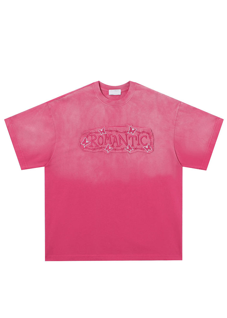 Simple Blue Embroideried Solid Cotton Mens Neutral T Shirts Summer LK051