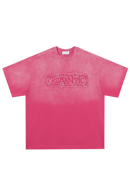 Simple Blue Embroideried Solid Cotton Mens Neutral T Shirts Summer LK051