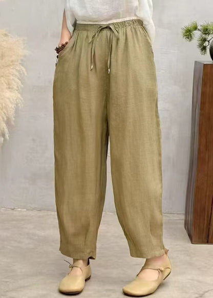 Summer Pants Oversized Brown Linen Simple Harem
