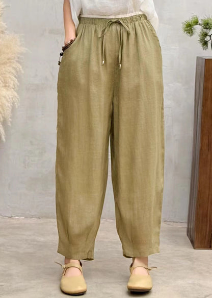 Summer Pants Oversized Brown Linen Simple Harem