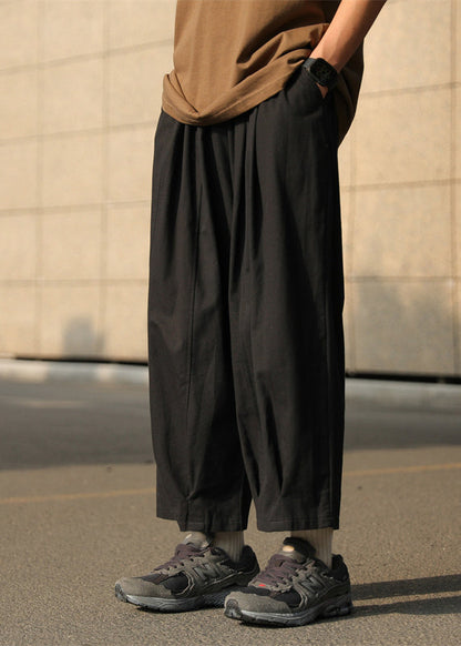 Chocolate Pants Crop Mens Waist Cotton Elastic Solid Simple