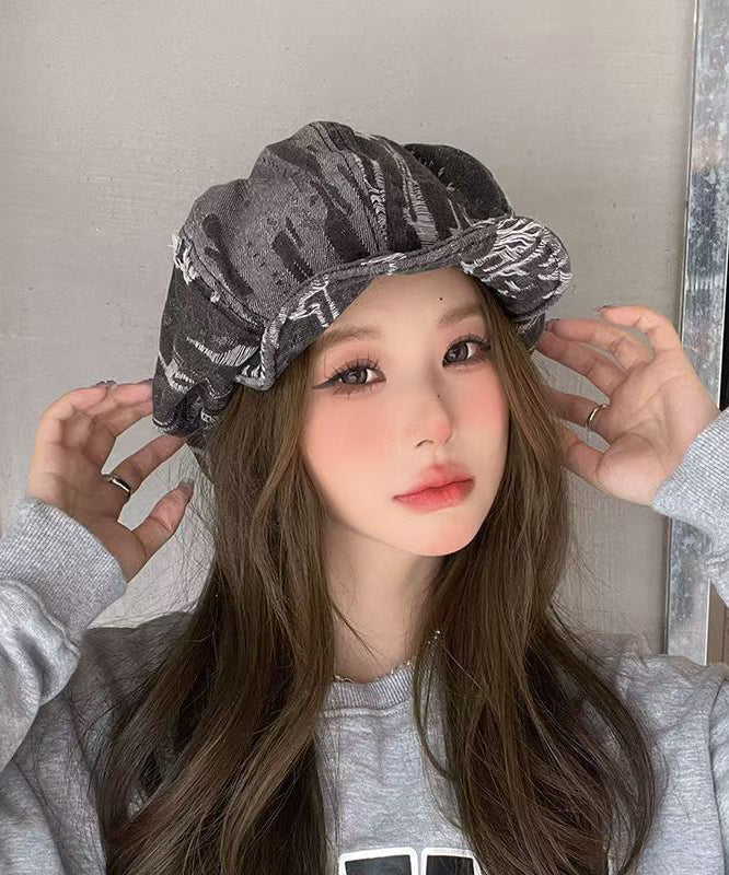 Ripped Fashion Simple Breton Vintage Blue Striped Hat