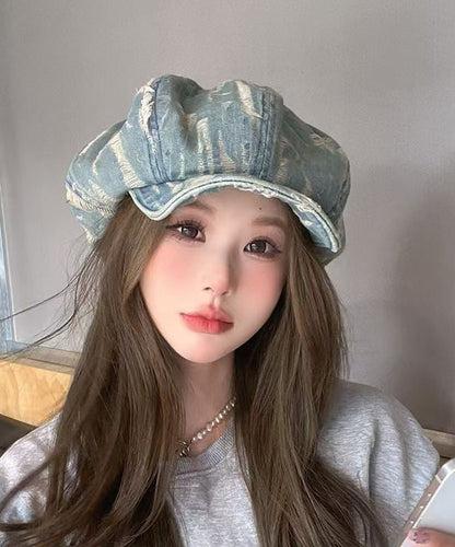 Ripped Fashion Simple Breton Vintage Blue Striped Hat