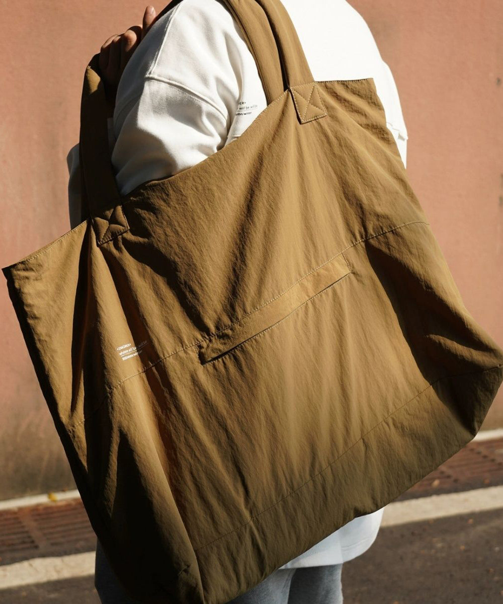 Capacity Grayish Green Simple Satchel Handbag Large Bag