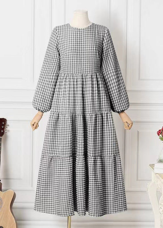 Green Spring Maxi Cotton Simple Dresses Plaid