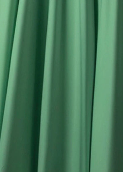 Skirt Green Solid Cotton High Simple Waist Spring