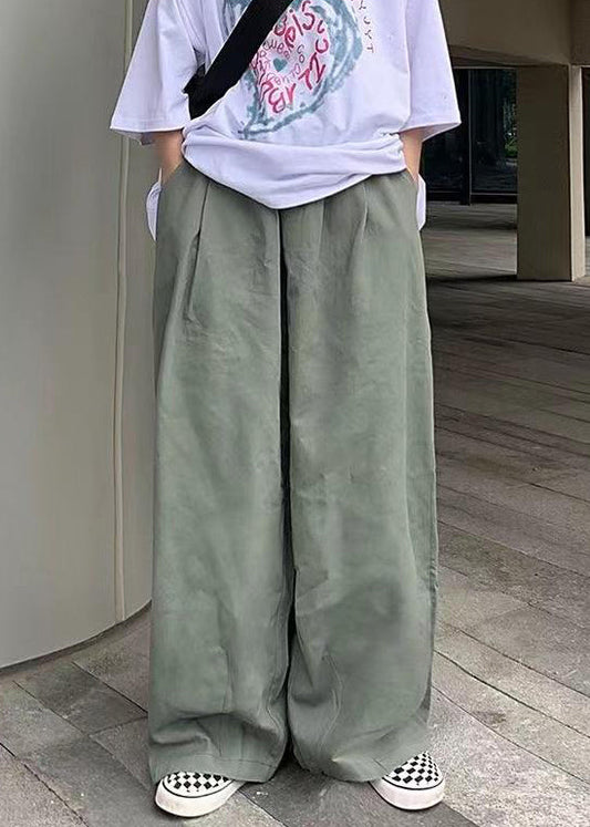 Pants Wide Simple Mens Cotton Green Solid Leg