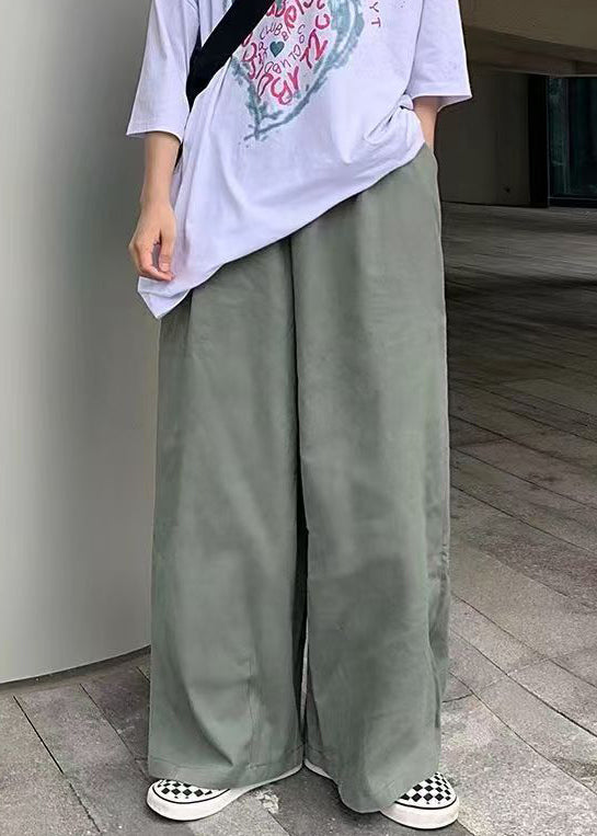 Pants Wide Simple Mens Cotton Green Solid Leg