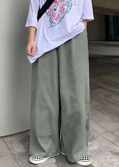 Pants Wide Simple Mens Cotton Green Solid Leg