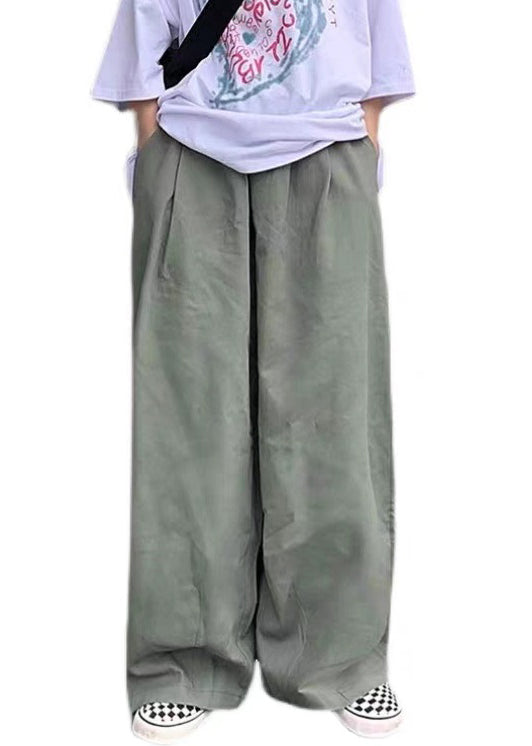 Pants Wide Simple Mens Cotton Green Solid Leg