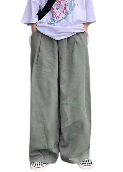 Pants Wide Simple Mens Cotton Green Solid Leg