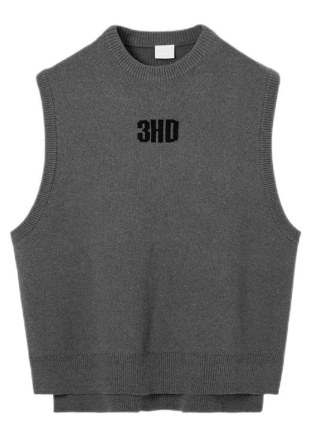 Simple Grey O Neck Letter Solid Men Knit Vest Fall RJ028