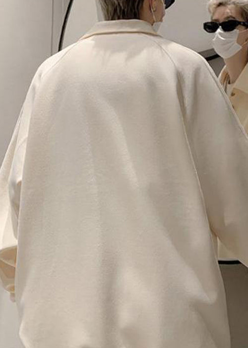 Cotton Button Sweatshirts Mens Spring Simple Grey TC033 Pan Peter Collar