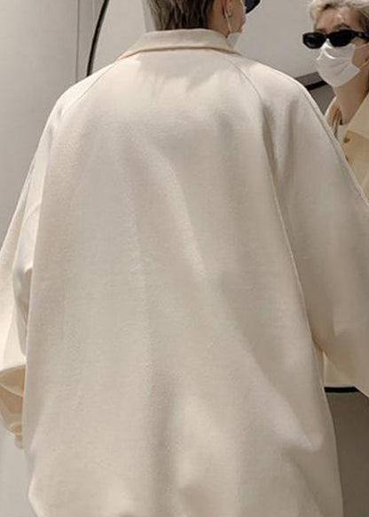 Cotton Button Sweatshirts Mens Spring Simple Grey TC033 Pan Peter Collar