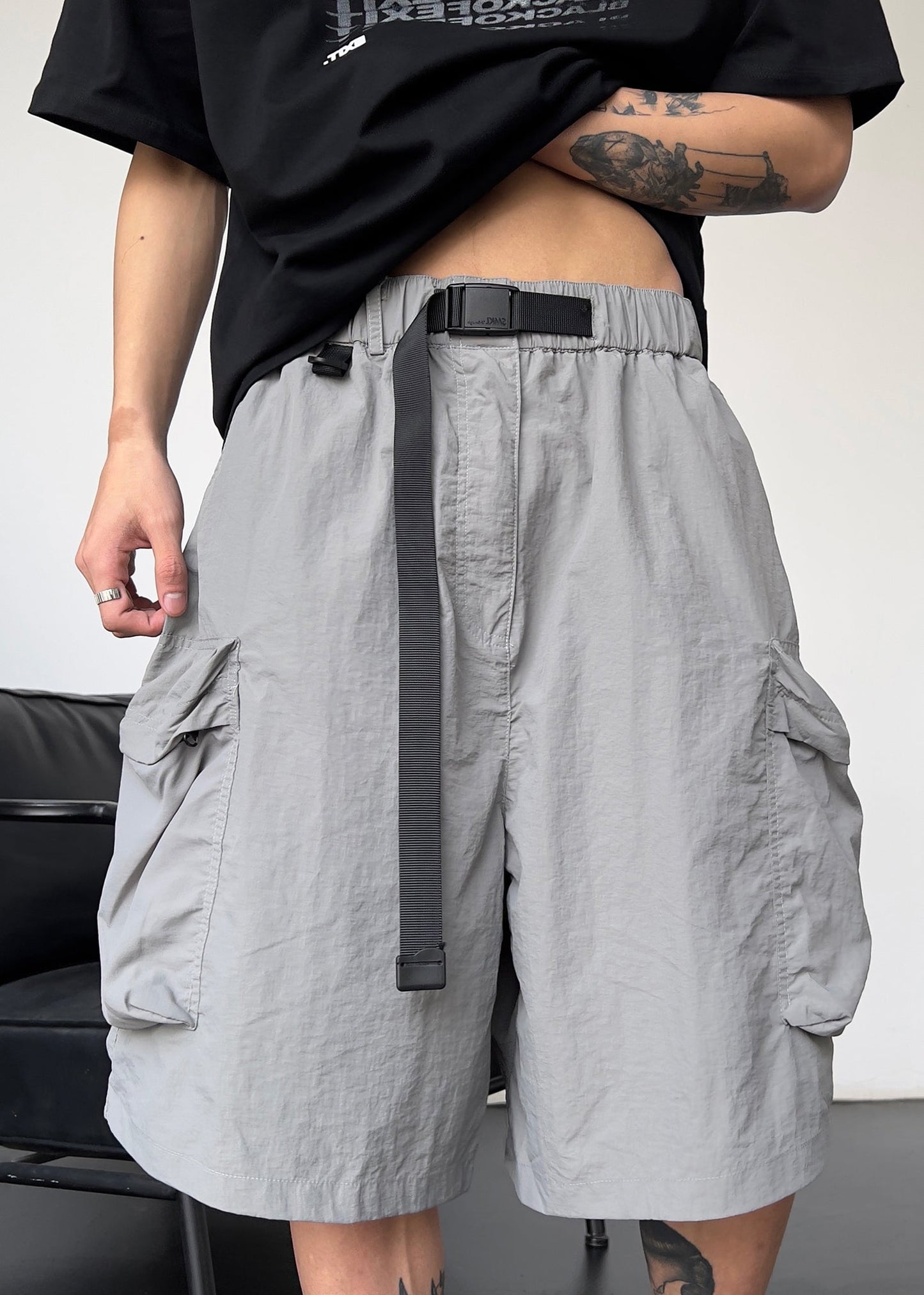 Men Solid Cotton Pockets Grey Simple Drawstring Shorts Summer