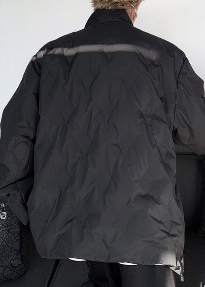 Simple Grey Stand Collar Zip Up Duck Down Men Coat Winter WL010