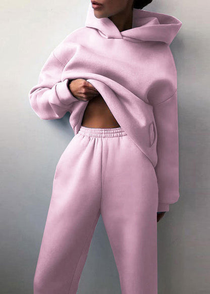 Two Waist Khaki Cotton Spring Hooded Elastic Set Simple Piece