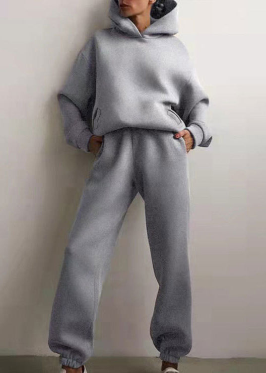 Two Waist Khaki Cotton Spring Hooded Elastic Set Simple Piece