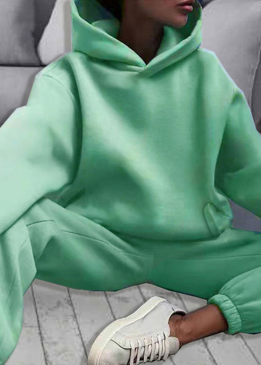 Two Waist Khaki Cotton Spring Hooded Elastic Set Simple Piece