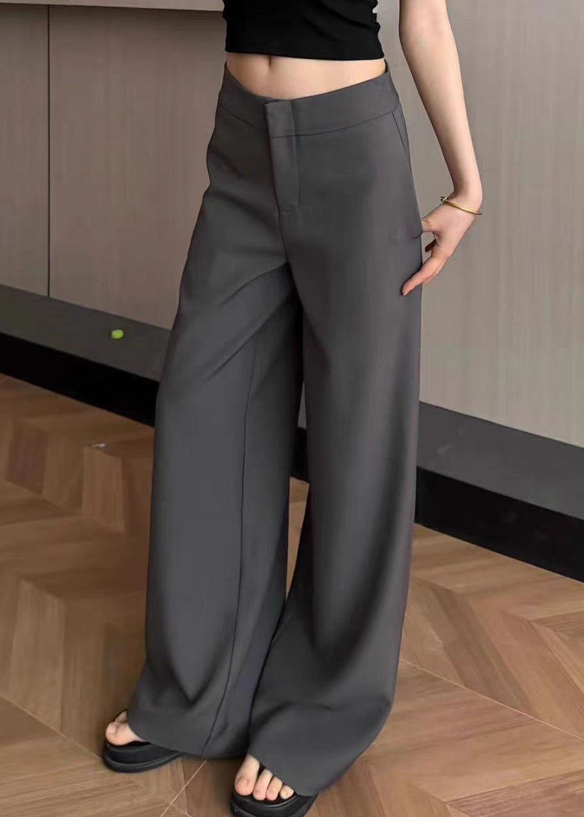 Spandex Summer Pockets Waist High Simple Solid Khaki Pants