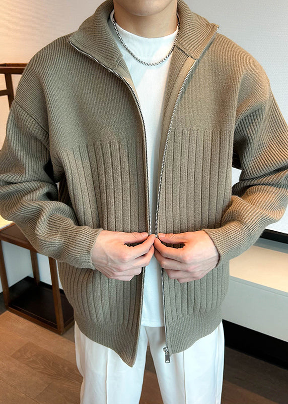 Khaki Up Coats Cozy Knit Mens Spring Zip Simple