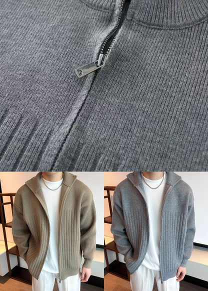Khaki Up Coats Cozy Knit Mens Spring Zip Simple