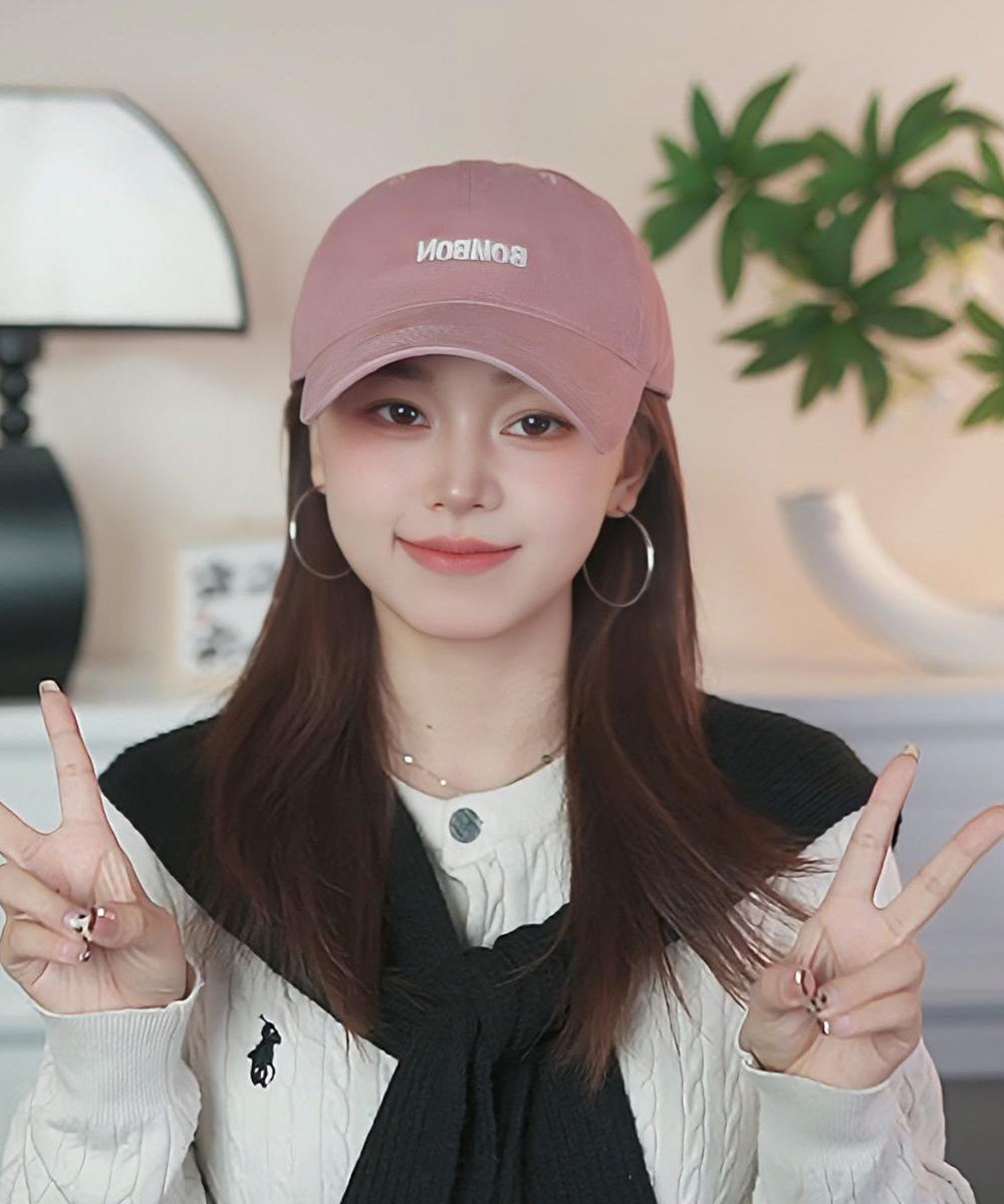Simple Letter Embroidered Baseball Pink Cap Hat
