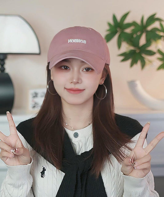 Simple Letter Embroidered Baseball Pink Cap Hat