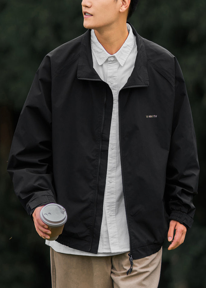 Cotton Coat Peter Light Pan Simple Zippered Men Grey Collar