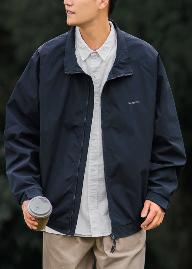 Cotton Coat Peter Light Pan Simple Zippered Men Grey Collar