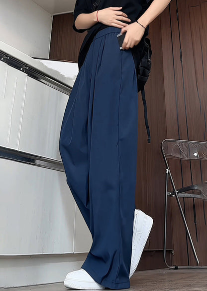 Waist Silk Men Pants Navy Elastic Solid Summer Simple Ice Pockets