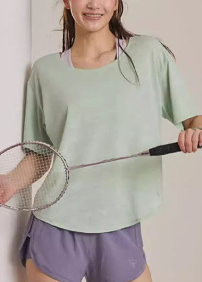 Simple Short Sleeve O-Neck Top Yoga Pink