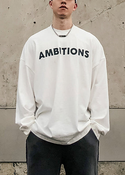 O-Neck Shirt Letter Spring Cotton T Mens Solid Simple Red