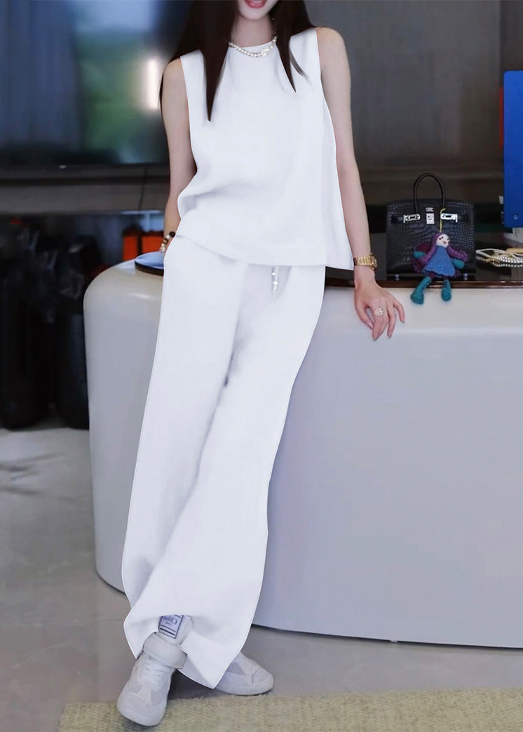 Neck Set Pieces Pants Two Linen Rose O And Simple Tank Solid