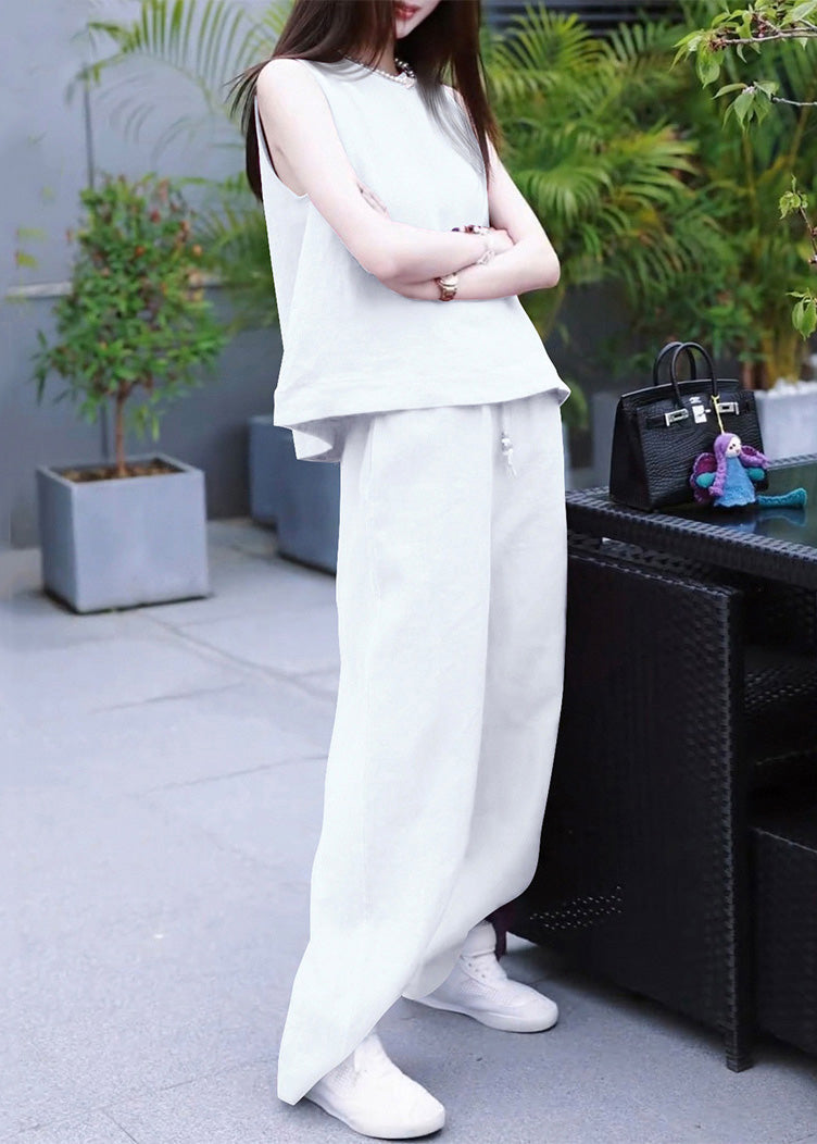 Neck Set Pieces Pants Two Linen Rose O And Simple Tank Solid