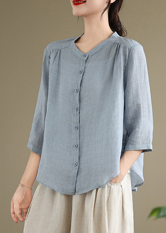 Simple Linen Outfits Blue Oversized Summer Two Sea Set Piece