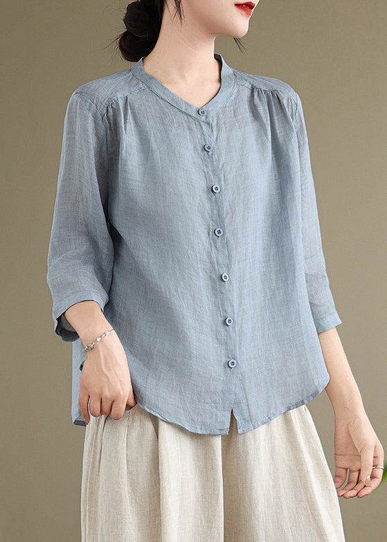 Simple Linen Outfits Blue Oversized Summer Two Sea Set Piece