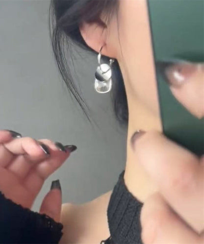 Disk Steel Crystal Earrings Silk Drop Stainless Simple