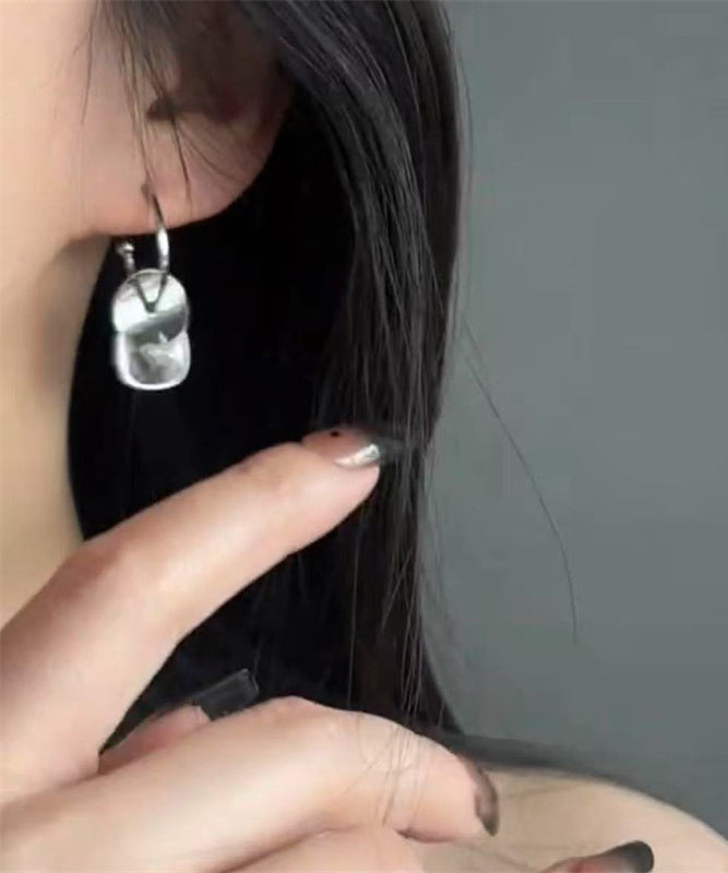 Disk Steel Crystal Earrings Silk Drop Stainless Simple