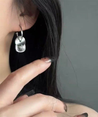 Disk Steel Crystal Earrings Silk Drop Stainless Simple
