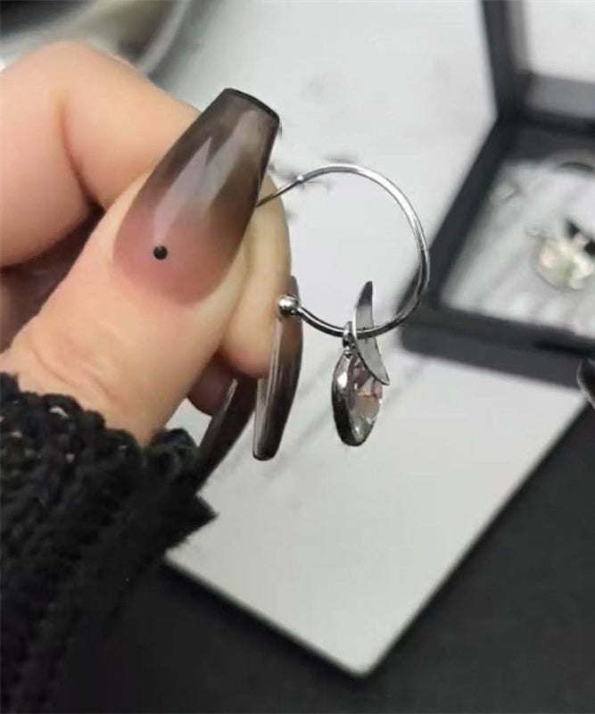 Disk Steel Crystal Earrings Silk Drop Stainless Simple